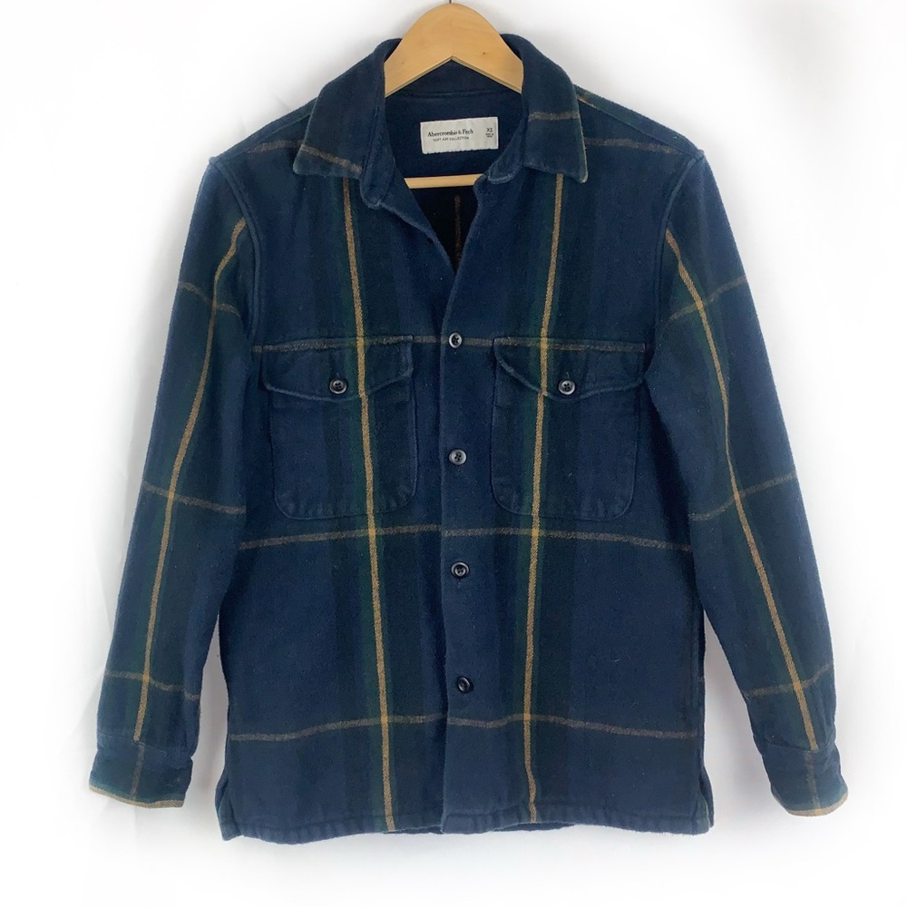 Abercrombie & Fitch Soft A&F Button Down Shacket Windowpane Plaid